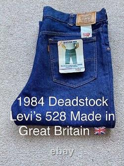 1984 Rare Vtg Levi's 528 Made In UK Deadstock W38 L33 No Big E Selvedge 501 LVC