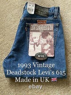 1993 Rare Vtg Levi's 615 Made In UK W33 L33 501 505 550 555 NO SELVEDGE USA LVC