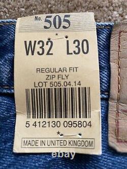 1996 Rare Vtg Levi's 505 Made In UK W32 L30 501 550 555 NO SELVEDGE USA LVC