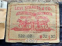 2001 Vintage Levi's 522 Made In UK W32 L30 Small E Deadstock No LVC Selvedge 501