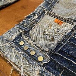 GRAIL Vintage Levis 555 Patchwork Jeans Denim 34x32 Relaxed Straight Zip Close