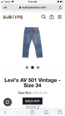 LEVI'S Authorized Vintage AV 501 Taper Blue Jeans Made USA Sz 34 A$300 Subtype