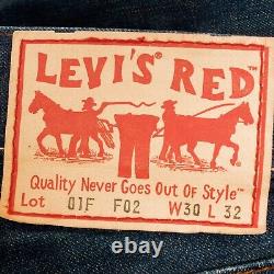LEVI'S RED Unwashed Denim 01F F02 Relaxed Men W32 L32 Jeans Raw Denim Pants Vtg