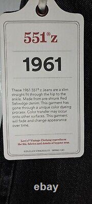 LEVI'S Vintage LVC 551Z XX 1961 Red Line Selvedge Jeans W32 L34 distressed