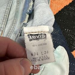 Levi's 501 Patchwork'Hippy' Jeans, Made in USA, Vintage, Size Mens W34 L34