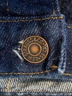 Levis 505 Jeans W36 L36 Blue Orange Tab Regular Straight Raw Un Washed Denim VTG