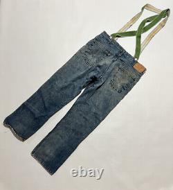 Levis 519 Jeans 38 30 Orange Tab 20519 0217 USA 80's + Vintage Metal Suspenders