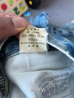 Levis Vintage 90s Made in Japan 503BXX Size 30 x 33 Distressed Light Blue Washed