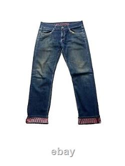 Men's Vintage Levi's 523 Bootcut Patch And Spot Turnup Jeans Leg Blue W34 L34