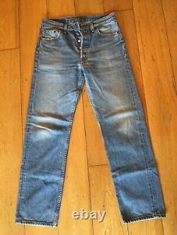 Men's Vintage Levis 501 Jeans 28 x 28 USA Made 90s Stonewash Straight Blue