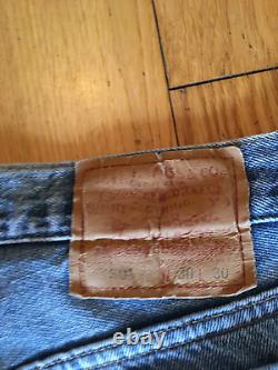 Men's Vintage Levis 501 Jeans 28 x 28 USA Made 90s Stonewash Straight Blue