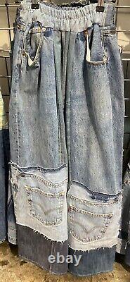 Random Vintage Upcycled Levi's Patchwork Baggy Jeans Recycled Mixed Colours