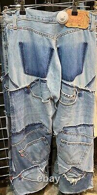 Random Vintage Upcycled Levi's Patchwork Jeans Recycled Mixed Colours Unisex