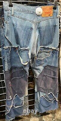 Random Vintage Upcycled Levi's Patchwork Jeans Recycled Mixed Colours Unisex
