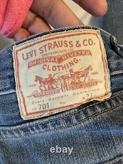 Sz 27 Vintage WOMENS 1950s Levis 701 Straight Leg White Label Denim Jeans