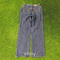Vintage LEVIS Pre-Washed High-Waist Straight Jeans Womens 12 28x32 Dark-Wash USA