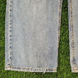 Vintage LEVIS Wide-Leg Jeans Womens 14 34x31 Faded-Thigh Ice-Bleached Wash USA