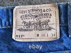 Vintage Levi's 517 orange tab flare denim blue jeans 33x34 made in USA