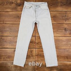 Vintage Levis 501 Jeans 32 x 33 USA Made 90s Light Wash Straight Blue Red Tab