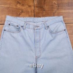 Vintage Levis 501 Jeans 36 x 34 USA Made 90s Straight Leg Pale Stonewash Denim