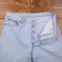 Vintage Levis 501 Jeans 36 x 34 USA Made 90s Straight Leg Pale Stonewash Denim