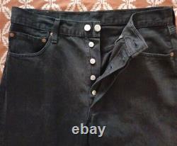 Vintage Levis 501 Jeans Straight Leg Button Fly Black Dense Cotton, W34 L34