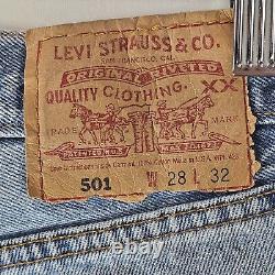 Vintage Levis 501 Jeans USA Womens Tag 28x32 Act 28x31 Distressed Mom High 1998