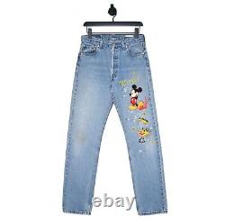 Vintage Levis 501 W28 Jeans 90s Japanese Embroidered Disney Mickey Mouse Size 10