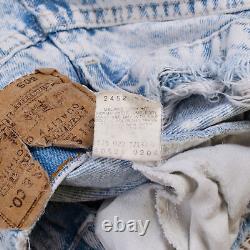 Vintage Levis 505 Jeans 28 x 32 USA Made 90s Acid Wash Straight Blue Denim