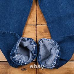 Vintage Levis 517 Jeans 33 x 27 USA Made 80s Dark Wash Bootcut Blue Orange Tab